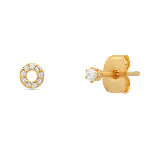Fashion Letter Sterling Silver Plating Zircon Ear Studs 1 Pair