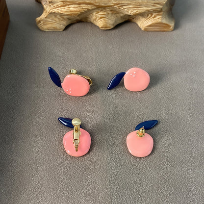 1 Pair Cute Flower Apple Enamel Copper 18K Gold Plated Earrings