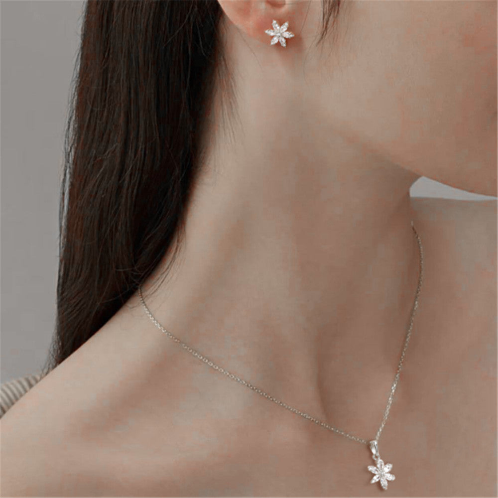 Simple Style Color Block Sterling Silver Plating Inlay Zircon Women's Jewelry Set