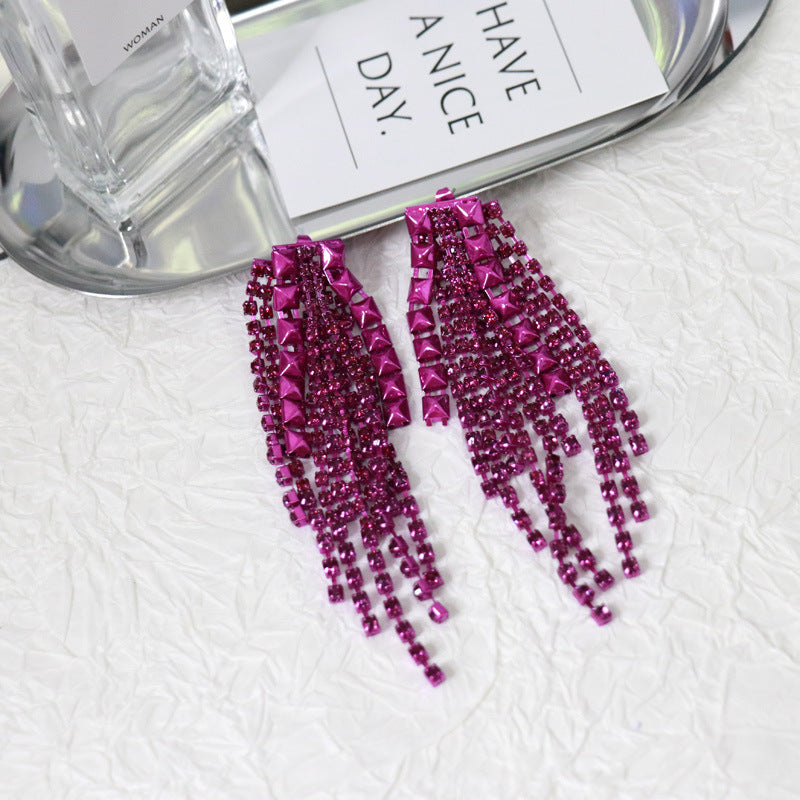 Sweet Tassel Alloy Plating Inlay Artificial Gemstones Women's Drop Earrings