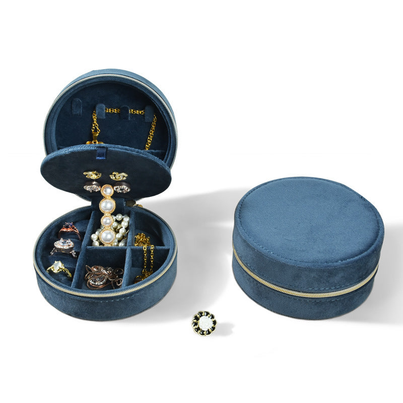 Round Travel Jewelry Storage Box - Jewelry Case for Rings and Small Accessories