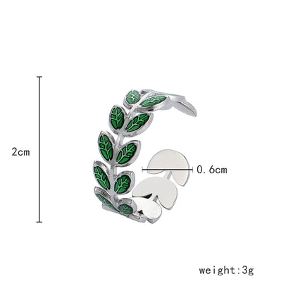 Fashion Leaf Stainless Steel Plating Open Ring 1 Piece