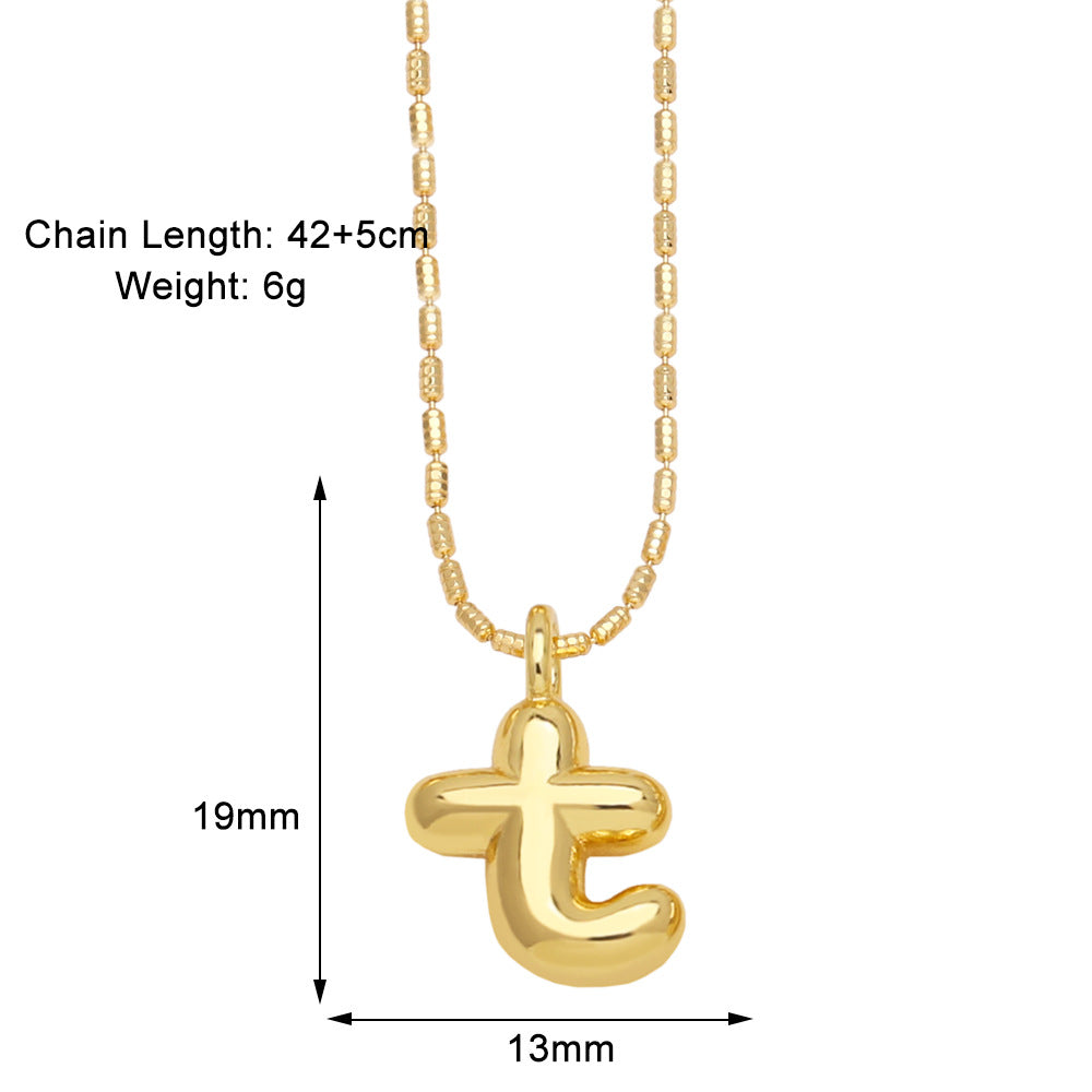 Copper Gold Plated Simple Style Letter Pendant Necklace