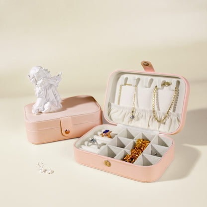 Round Travel Jewelry Storage Box - Jewelry Case for Rings and Small Accessories