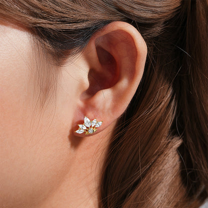 1 Piece Simple Style Geometric Plating Sterling Silver Zircon Ear Studs