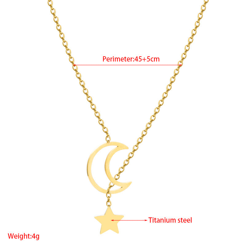 Fashion Star Moon Pendant Titanium Steel Necklace Wholesale Gooddiy