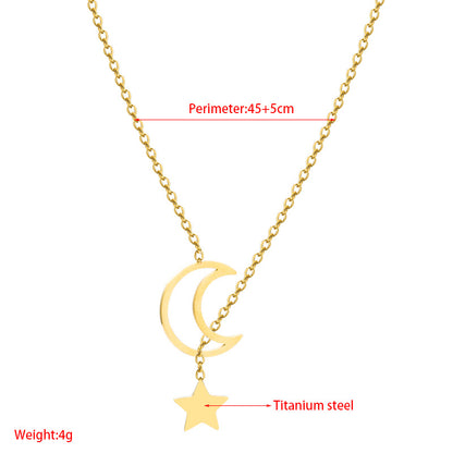 Fashion Star Moon Pendant Titanium Steel Necklace Wholesale Gooddiy