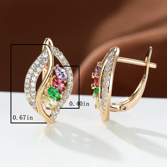 1 Pair Elegant Simple Style Leaf Plating Inlay Copper Zircon Earrings