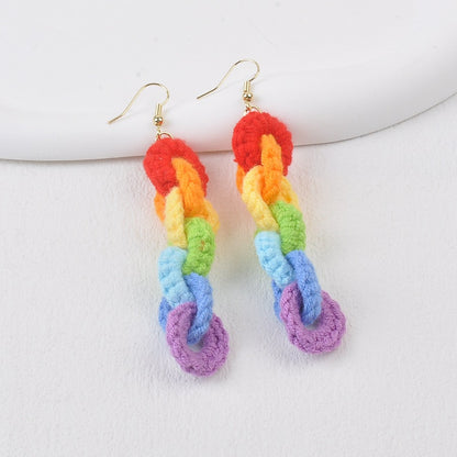 1 Pair Cute Colorful Cloth Drop Earrings