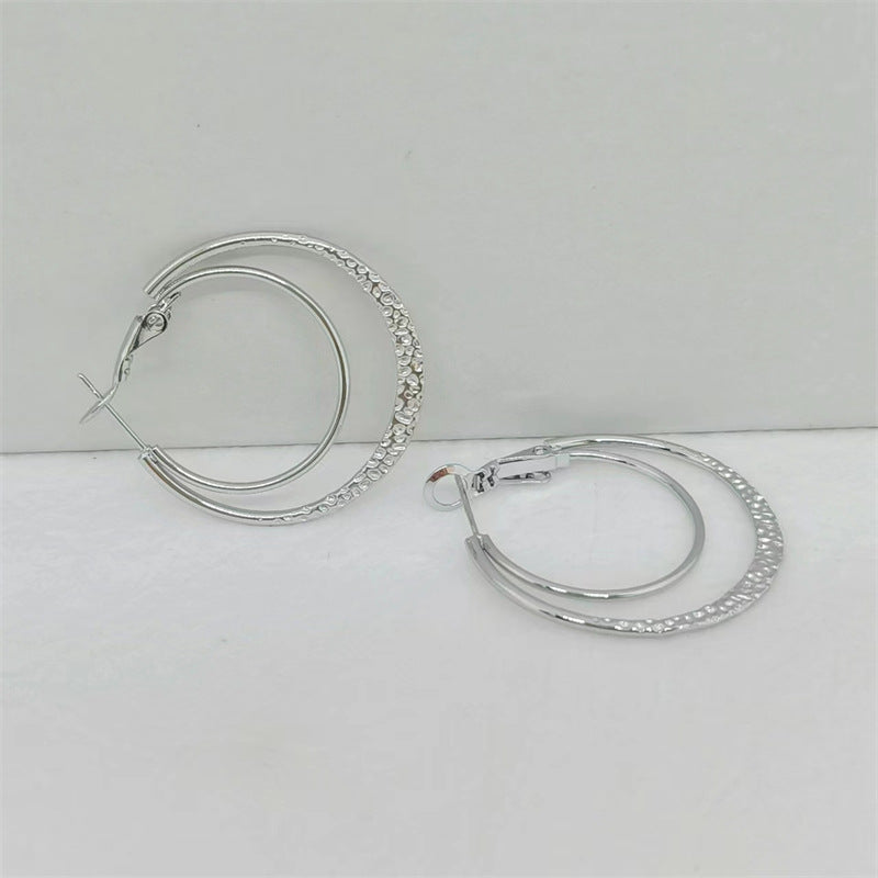 1 Pair Chinoiserie Solid Color Plating Titanium Steel Hoop Earrings