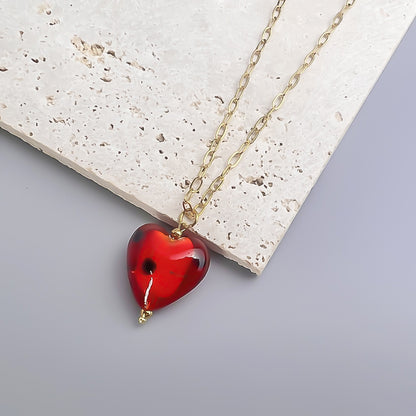 Sweet Heart Shape Stainless Steel Glass Wholesale Pendant Necklace