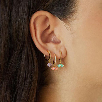 Cross-border Devil's Eye Earrings Diamond Design Multicolor Epoxy Copper Earrings