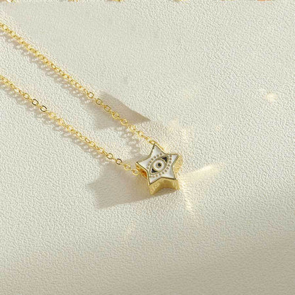 European and American hot-selling drip oil three-dimensional five-pointed star devil's eye pendant neck chainclavicle chain niche fashion necklace wholesale