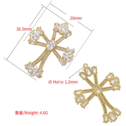 Micro Inlaid Zircon Cross Pendant Copper Necklace Religious Ornament