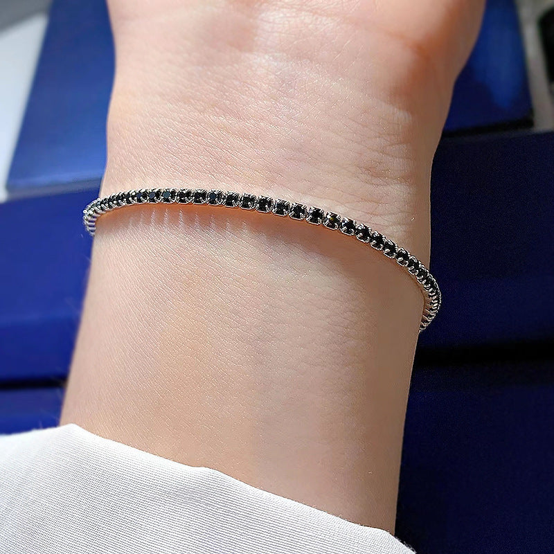 Wholesale Elegant Classic Style Round Sterling Silver Inlay Zircon Bracelets