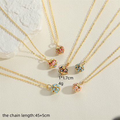 popular hollow design round ball demon eye necklace female European and American hot-selling eye dripping oil clavicle chain