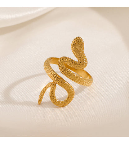 Elegant Snake Stainless Steel Plating Open Ring