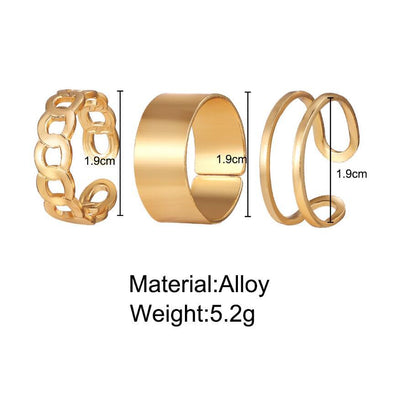 Fashion Creative Simple Fashion Geometric Chain Opening Twist Ring Three-piece Set