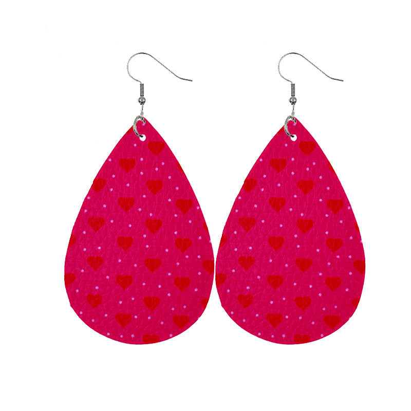 1 Pair Modern Style Classic Style Heart Shape Pu Leather Drop Earrings