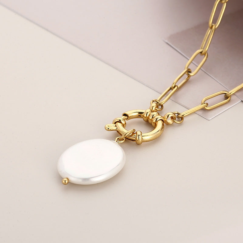 1 Piece Fashion Solid Color Shell Titanium Steel Plating Women's Pendant Necklace