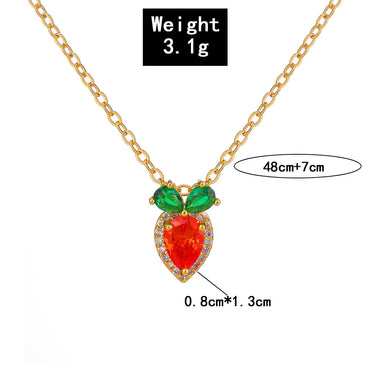 Sweet Fruit Copper Inlay Zircon Pendant Necklace