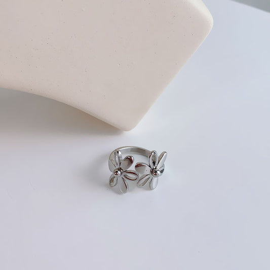 Cute Flower Titanium Steel Polishing Rings