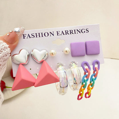 Wholesale Jewelry 5 Piece Set Ins Style Cartoon Style Bear Heart Shape Alloy Earrings