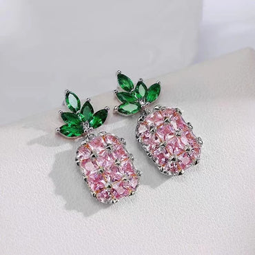 1 Pair Simple Style Pineapple Inlay Sterling Silver Zircon Ear Studs