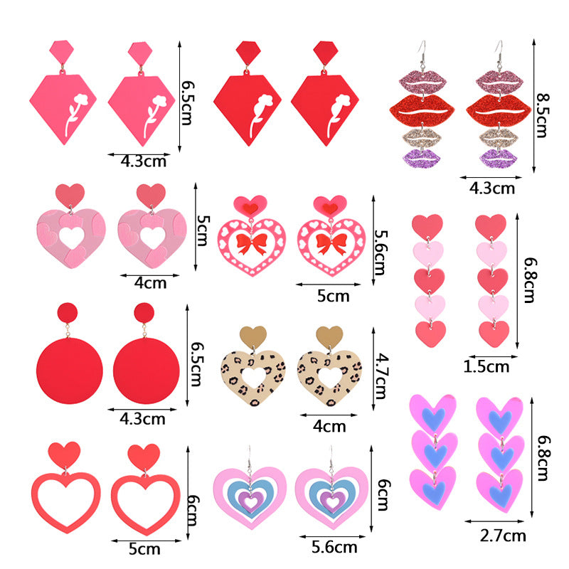 Fashion Letter Heart Shape Arylic Stoving Varnish Women's Drop Earrings 1 Pair