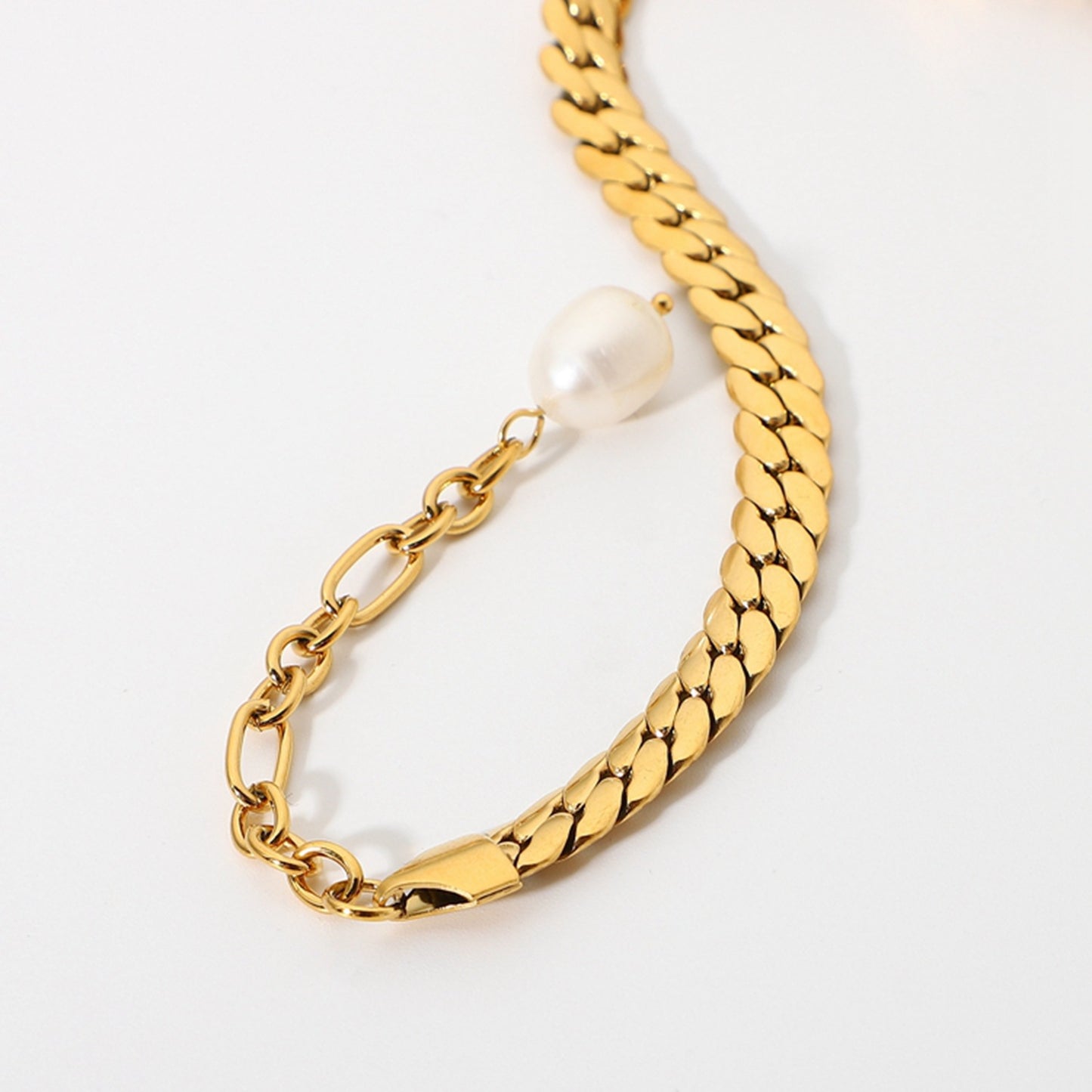 18k Simple Pearl Stainless Steel Punk Thick Chain Bracelet Wholesale Gooddiy