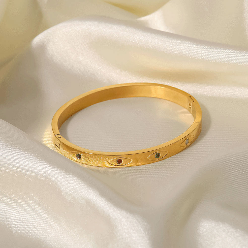 Simple Style Geometric Stainless Steel Plating Zircon Gold Plated Bangle