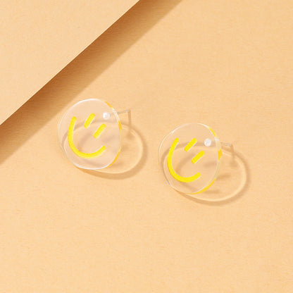 Cartoon Smiley Resin Transparent Smiley Earrings Wholesale Gooddiy