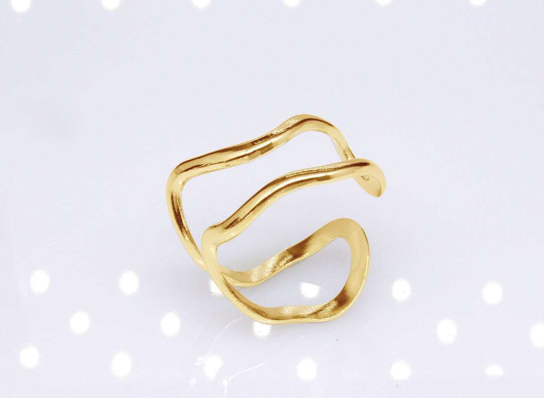 Fashion Geometric Titanium Steel Plating Open Ring 1 Piece