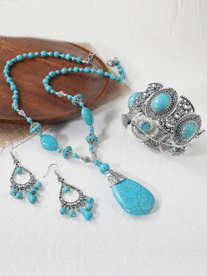 Ethnic Style Water Droplets Alloy Turquoise Plating Women's Pendant Necklace 1 Piece