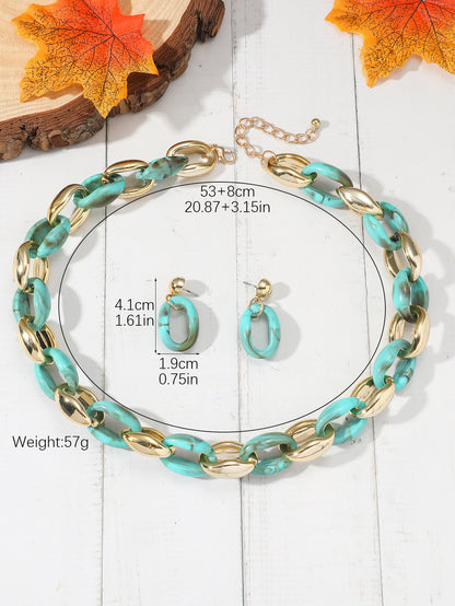 Basic Color Block Plastic Resin Plating Gold Plated Women's Jewelry Set