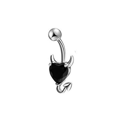 1 Piece Simple Style Heart Shape Plating Inlay Stainless Steel Zircon Ring Navel Decoration