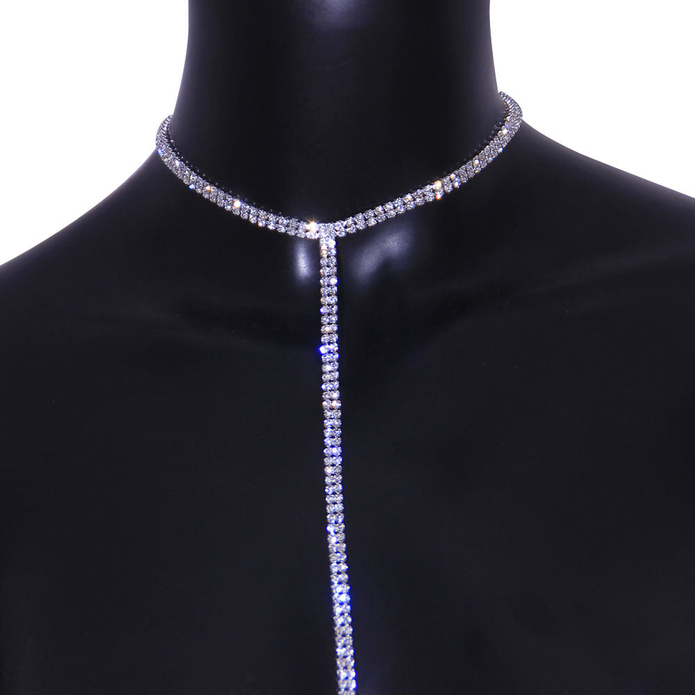 Luxurious Geometric Rhinestone Plating Women's Long Necklace