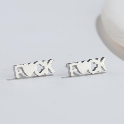 Fashion Letter Titanium Steel Ear Studs Plating No Inlaid Stainless Steel Earrings