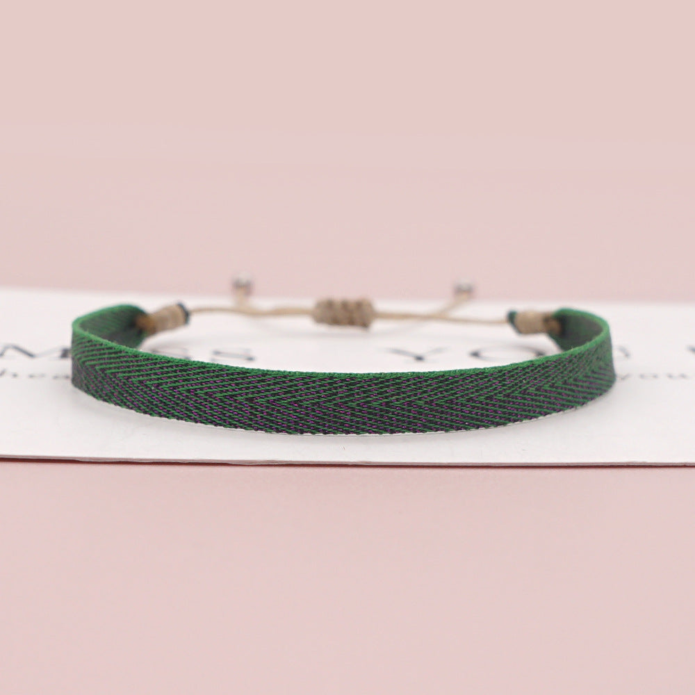 Autumn And Winter Korean Style Fashion Bracelets Green Minimalist Men's And Women's Webbing Stacking Bracelets