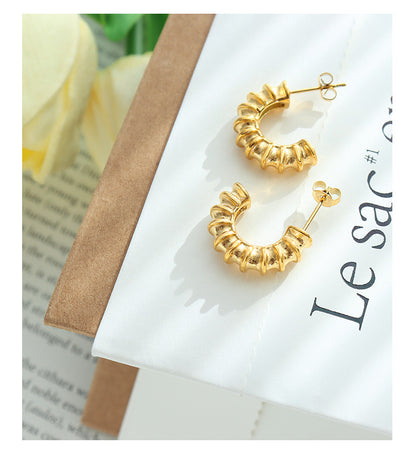 1 Pair Simple Style C Shape Gold Plated Titanium Steel Gold Plated Ear Studs