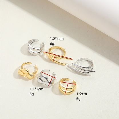 European and American hot-selling copper-plated 14K real gold double-layer simple retro light luxury opening adjustable ring niche ring