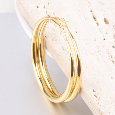 1 Pair Simple Style Solid Color Plating Titanium Steel Gold Plated Earrings