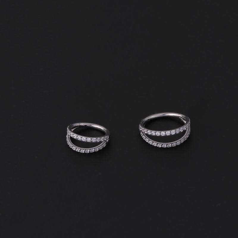 Fashion Geometric Stainless Steel Plating Zircon Nose Ring