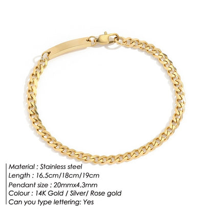 Gooddiy Stainless Steel Gold-plated Cuban Chain Bracelet Jewelry Wholesale