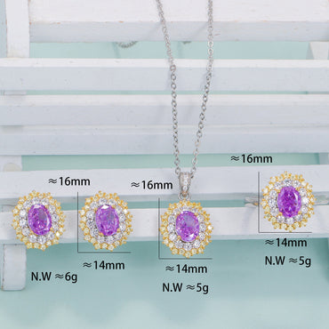 Glam Multicolor Zircon Sterling Silver Wholesale Rings Earrings Necklace