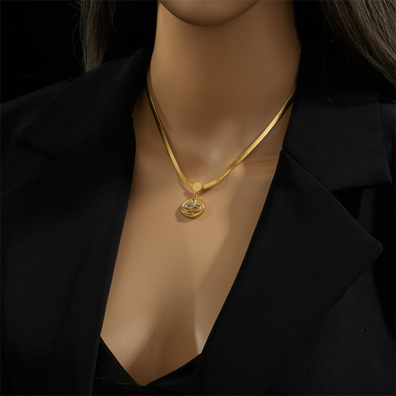 Fashion Snake Titanium Steel Plating Pendant Necklace 1 Piece