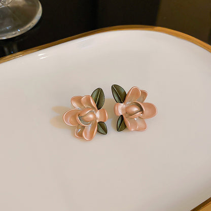 Fashion Flower Leaf Earrings Niche Korean Acrylic Stud Earrings