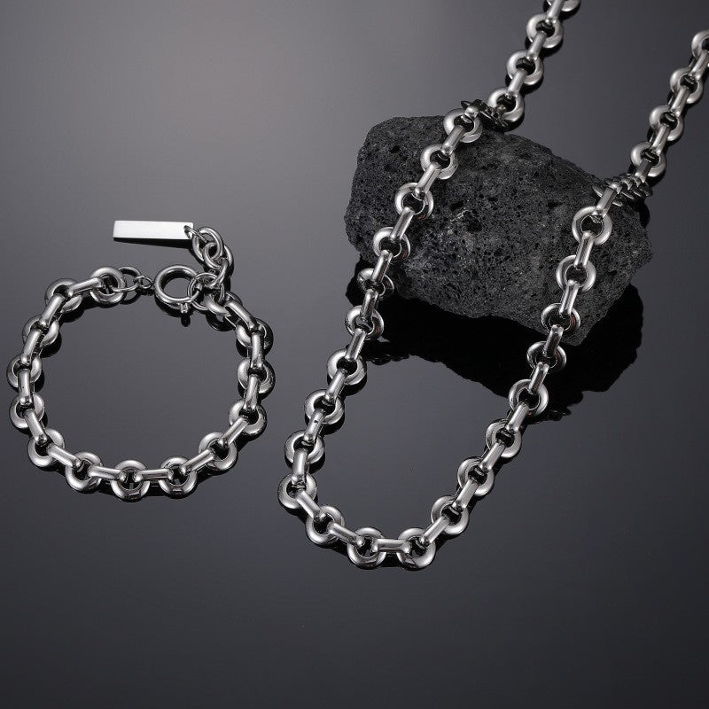 Retro Simple Style Solid Color Titanium Steel Polishing Bracelets Necklace