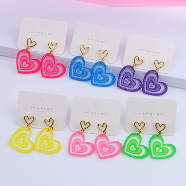 1 Pair Sweet Heart Shape Arylic Hollow Out Valentine's Day Women's Earrings