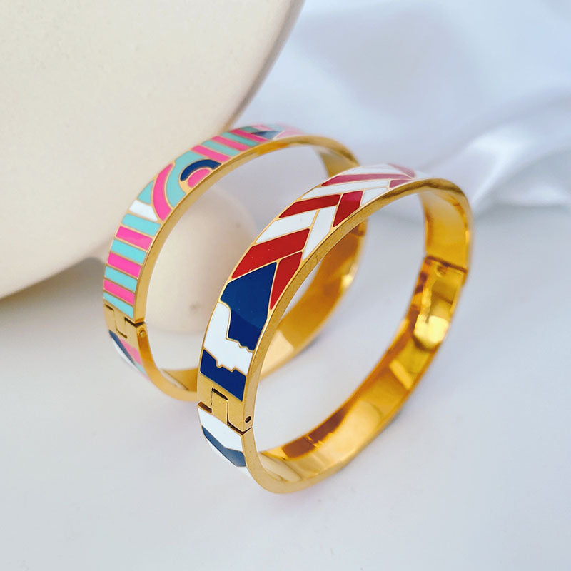 Casual Simple Style Geometric Titanium Steel Plating Bangle 1 Piece